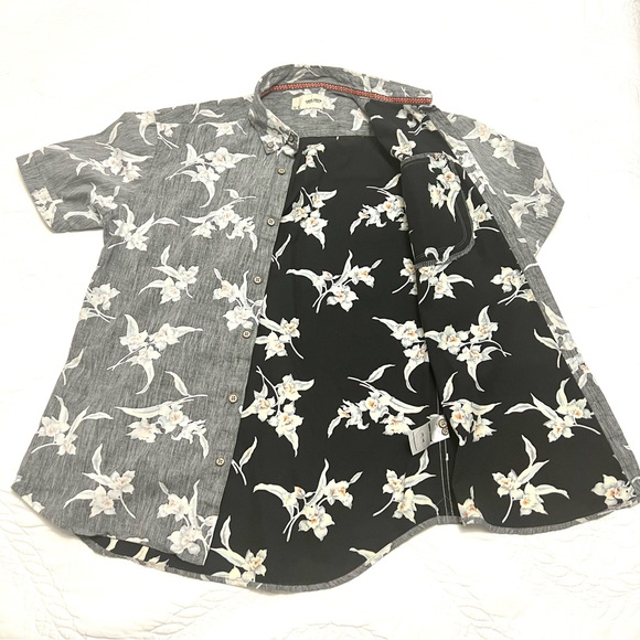 SUNRISE KINGDOM COTTON SOFT RELAXED ORCHIDS PRINT SHIRT SLEEVE BUTTON UP SHIRT - Picture 2 of 10